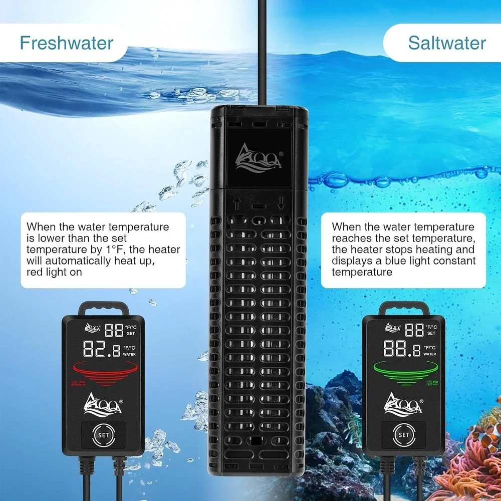 AQQA 1200W Aquarium Heater Submersible 155-265 Gallon Fish Tank‎ Digital Display